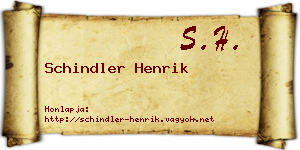 Schindler Henrik névjegykártya